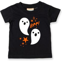 T-shirt kinderen Halloween Boo Spookjes | Halloween kostuum kind dames heren | verkleedkleren meisje jongen | Zwart | maat 104